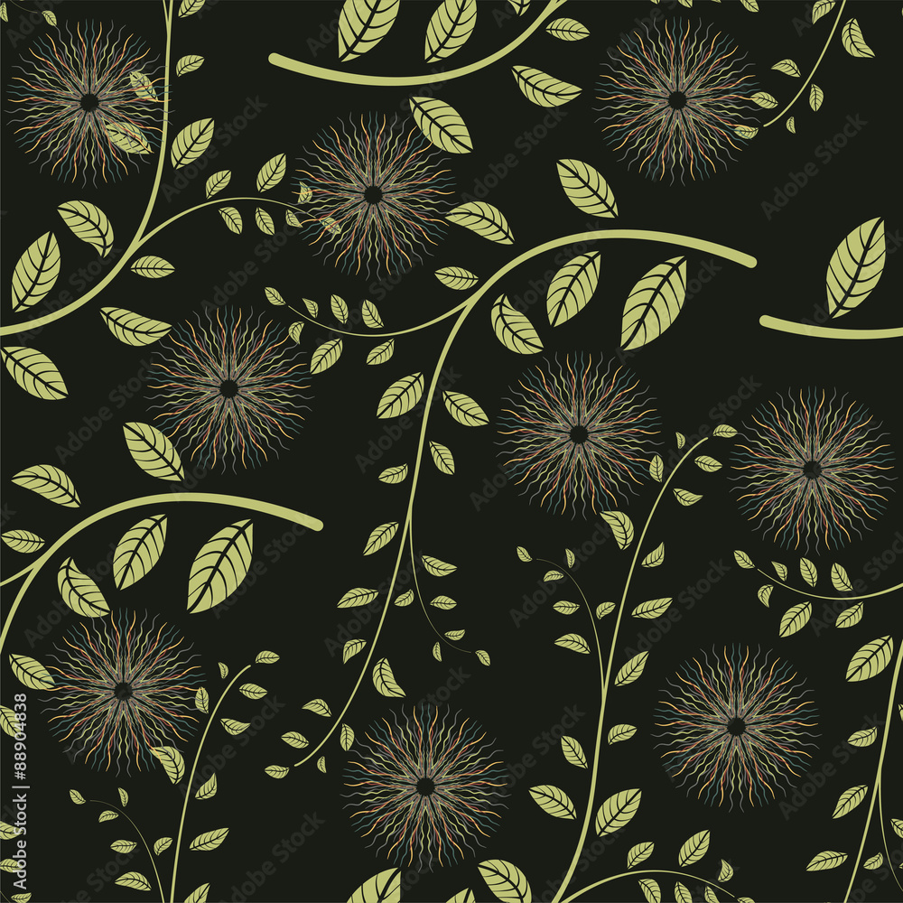 Seamless Floral Pattern Vector. Hand Drawn Floral Texture,