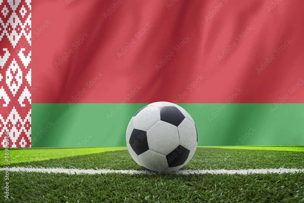 Fototapeta premium Belarus flag and soccer ball