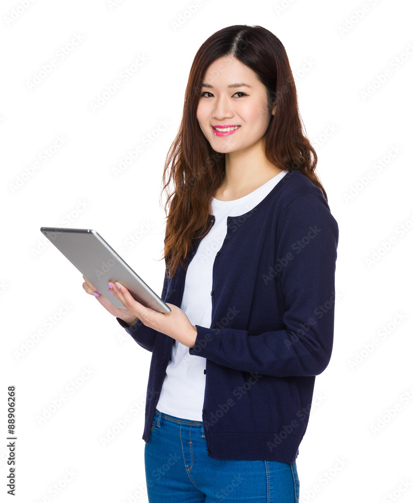 Asian woman use of the digital tablet Asian woman use of the digital tablet