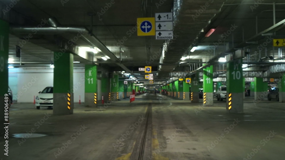 Driving through underground parking Driving through underground parking
