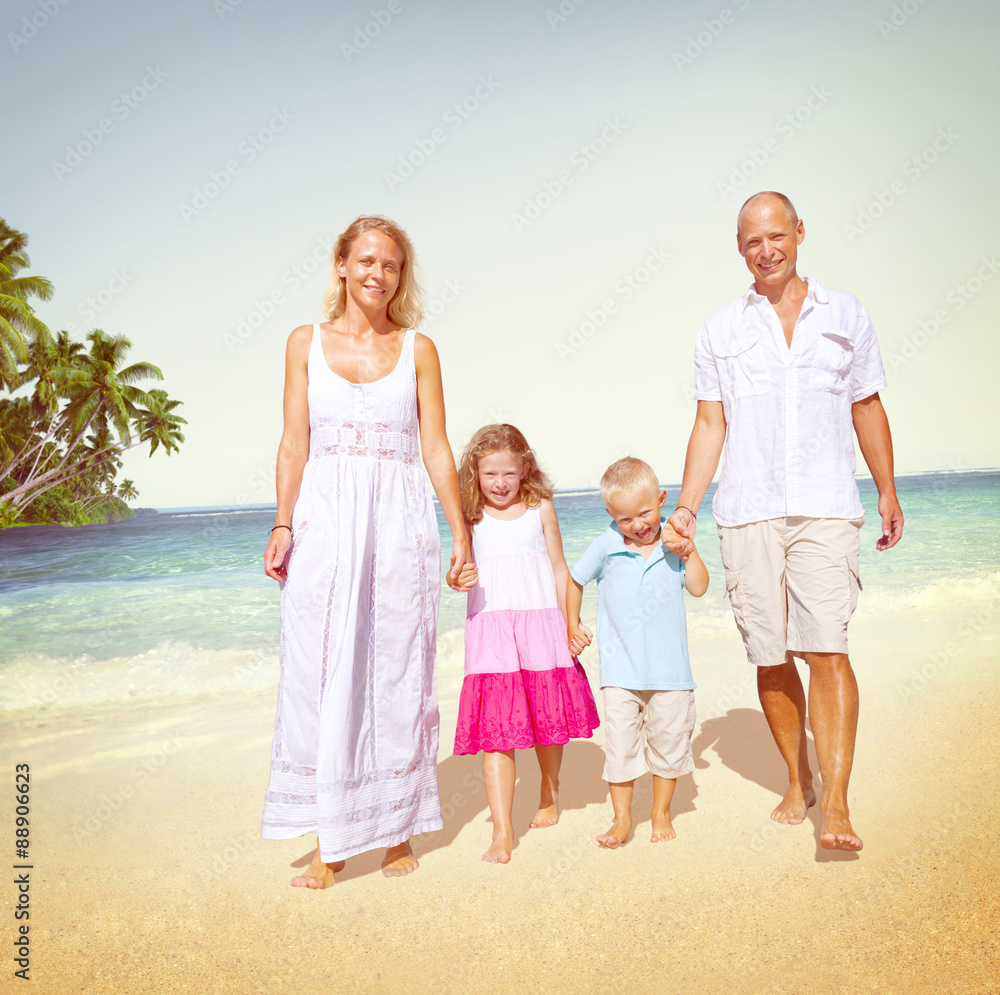 Family Walking Playful Vacation Travel Holiday Concept Family Walking Playful Vacation Travel Holiday Concept