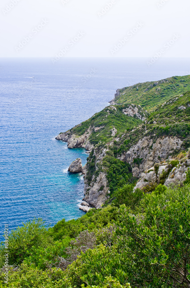 Green coast in Mediterranean country