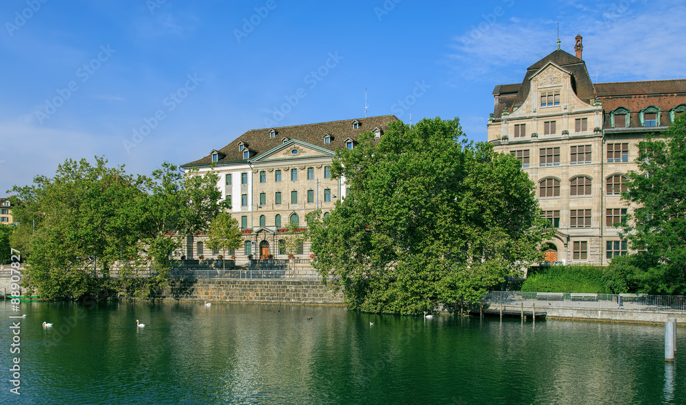 Zurich, the Limmat river