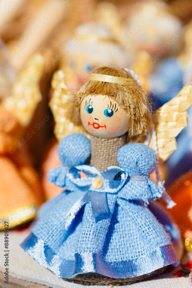 Colorful Belarusian Straw Dolls At Local Market In Belarus