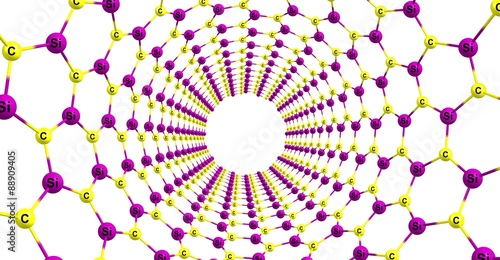 Silicon carbide nanotube on white background