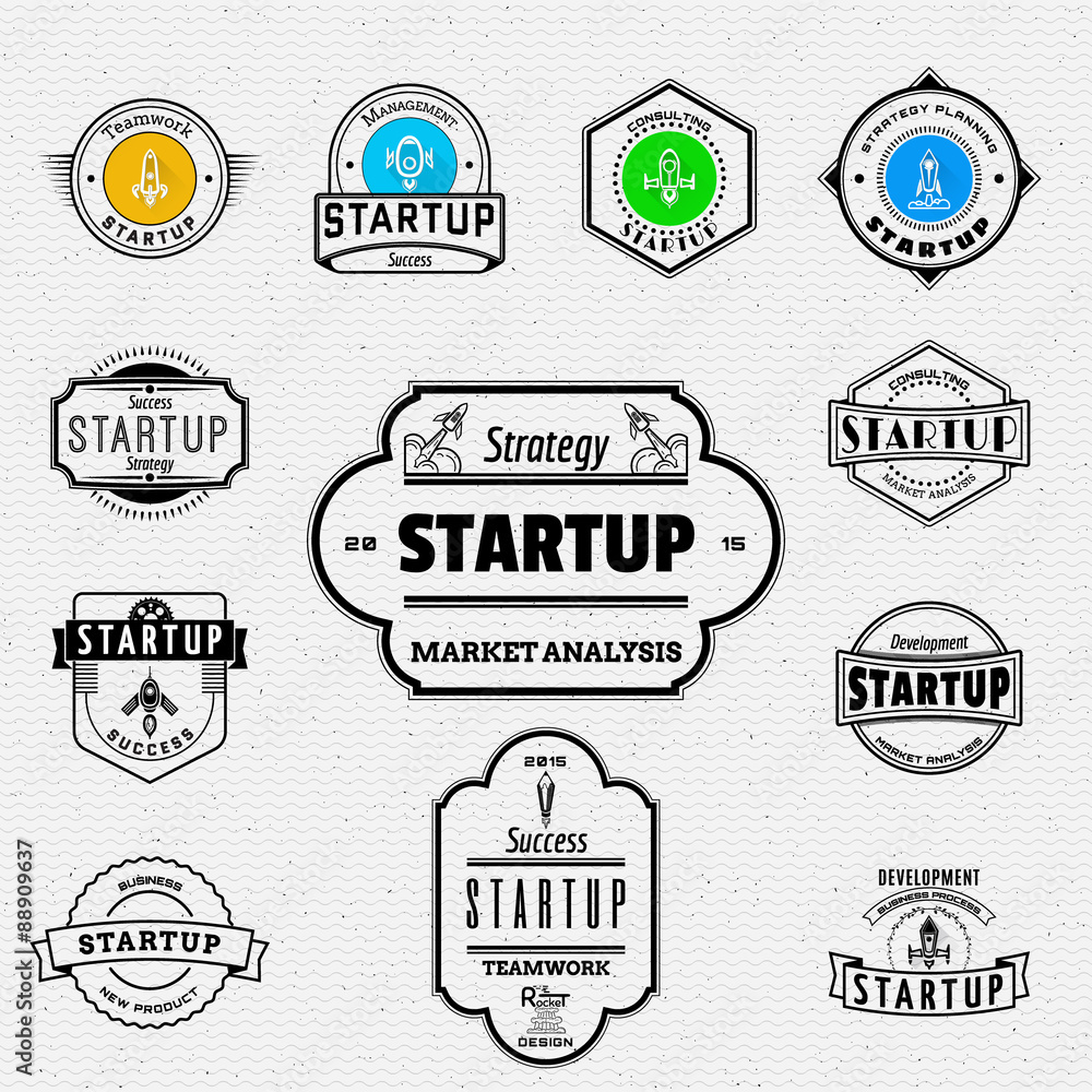 Startup badges logos and labels for any use.