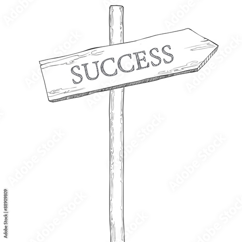 Hand drawn vector illustration. Pointer with the word "success"