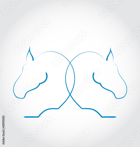 Sign of two horses stylized hand drawn