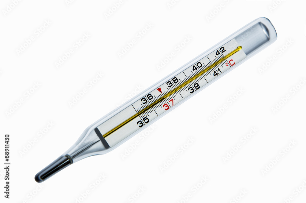 Thermometer, indicating a temperature of 37 degrees celsius. Thermometer, indicating a temperature of 37 degrees celsius.