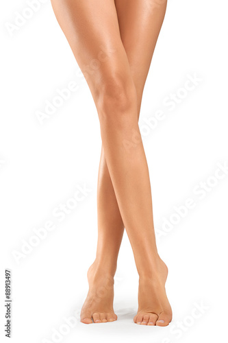 Beautiful woman legs on a white background.