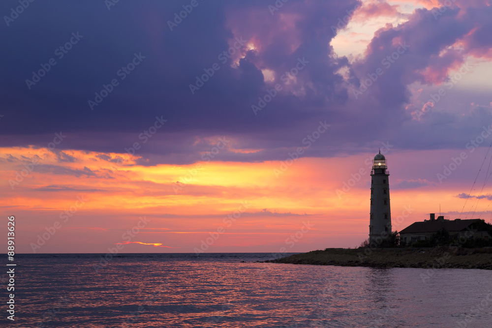 Lighthouse at sunset, Sevastopol, Crimea