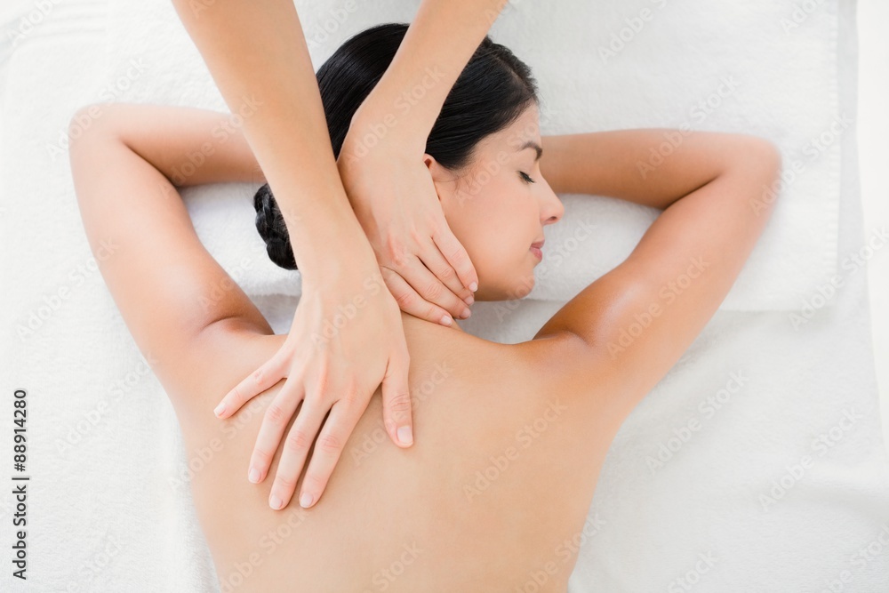 Woman receiving a back massage