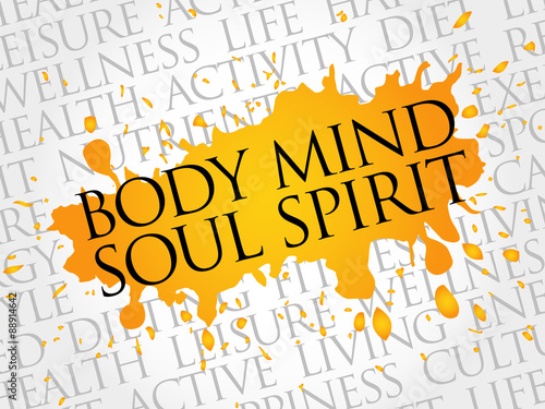 Body Mind Soul Spirit word cloud, health concept