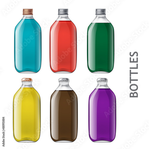 Set of realistic bottles