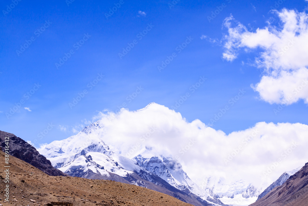 Mountain with blue sky in Tibet