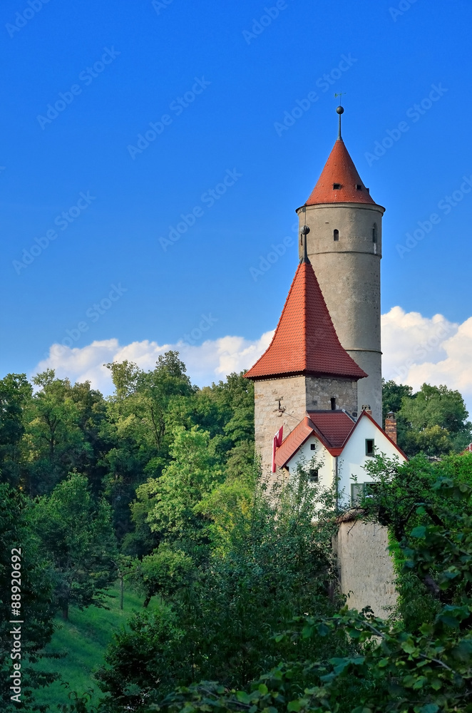 Stadtmauer Dinkelsbühl - Dreikönigstürmlein und Grüner Turm