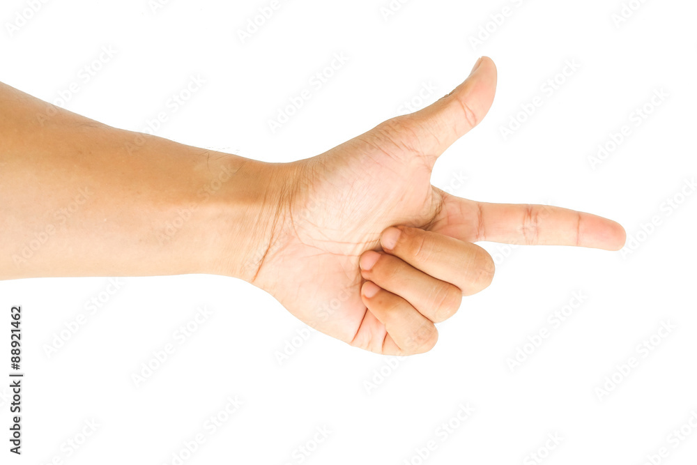 Human hand point something isolated on white background Human hand point something isolated on white background