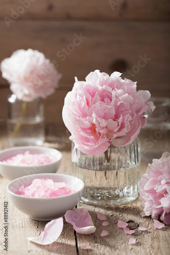 pink flower salt peony for spa and aromatherapy