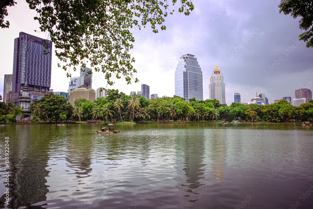 Bangkok city view with Garden