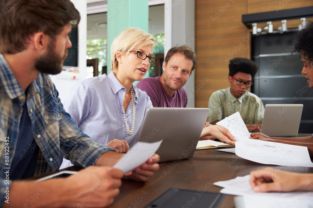 Female Manager Leading Meeting In Office Female Manager Leading Meeting In Office