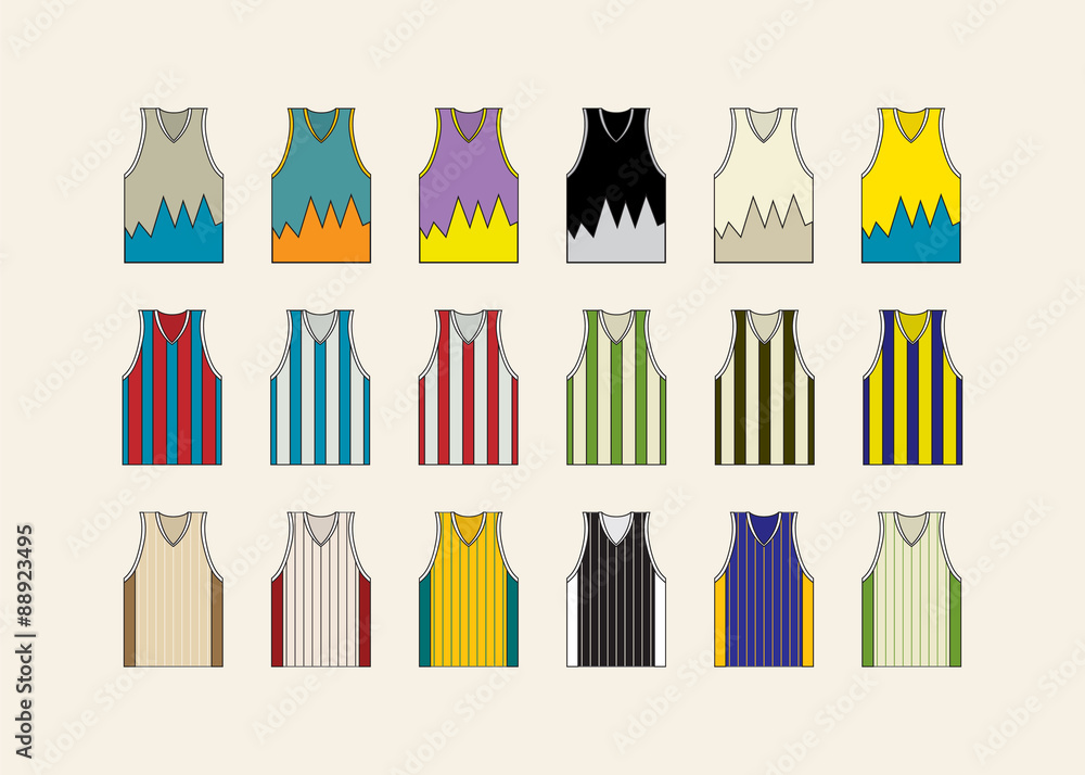 Obraz premium Basketball jersey set. Set of 18 basketball jerseys.Vector illustration