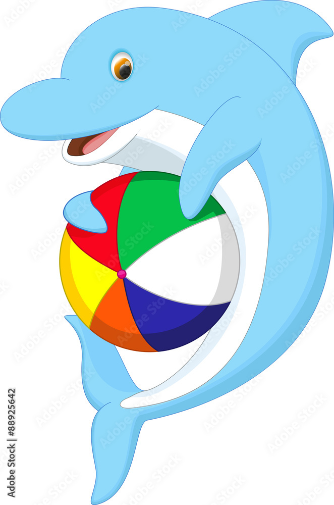 Fototapeta premium cute dolphin cartoon playing ball