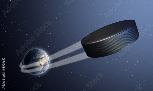 Canvas Print Earth With Ball Swoosh In Space