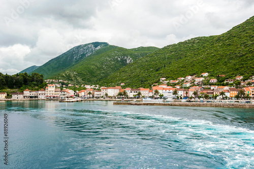 Entering by ferry in a small town Trpanj in southern Dalmatia