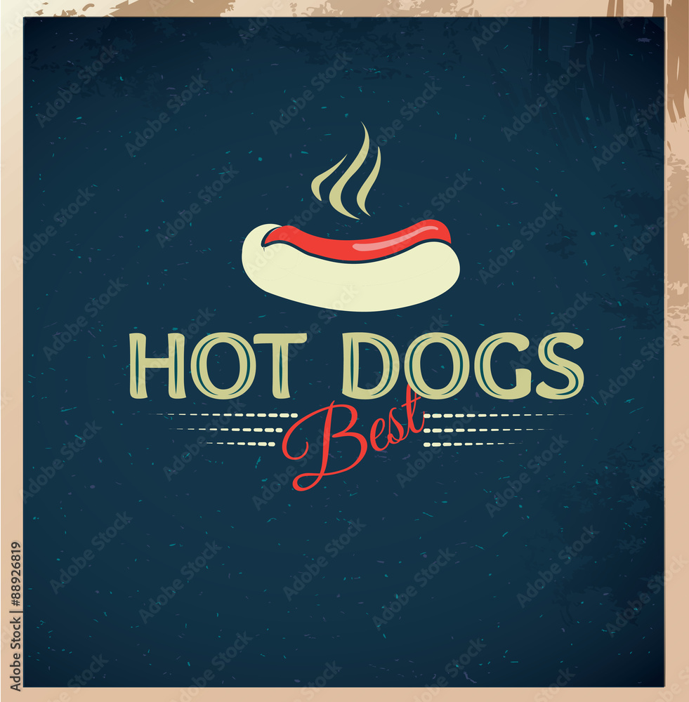Plakat Retro hot dog znak lub rocznika plakatu
