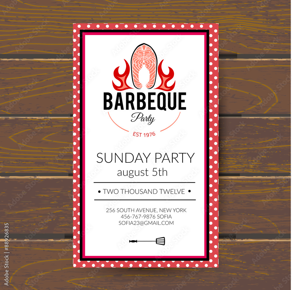 Barbecue party invitation. BBQ brochure menu design.