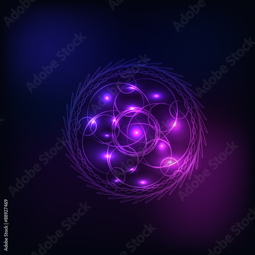 Round ornament pattern vector On a black background