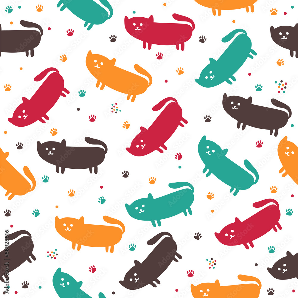 Cute seamless pattern with funny cats Cute seamless pattern with funny cats