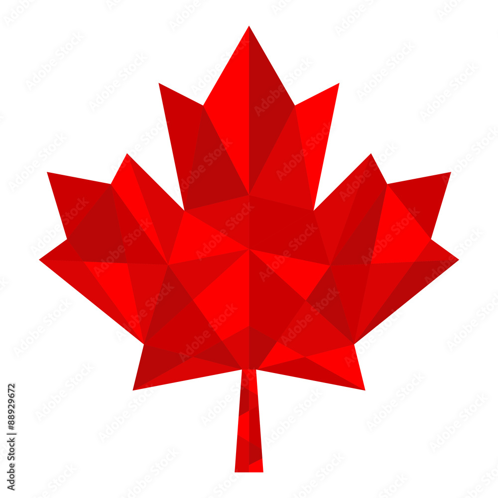 Obraz premium polygon red maple leaf