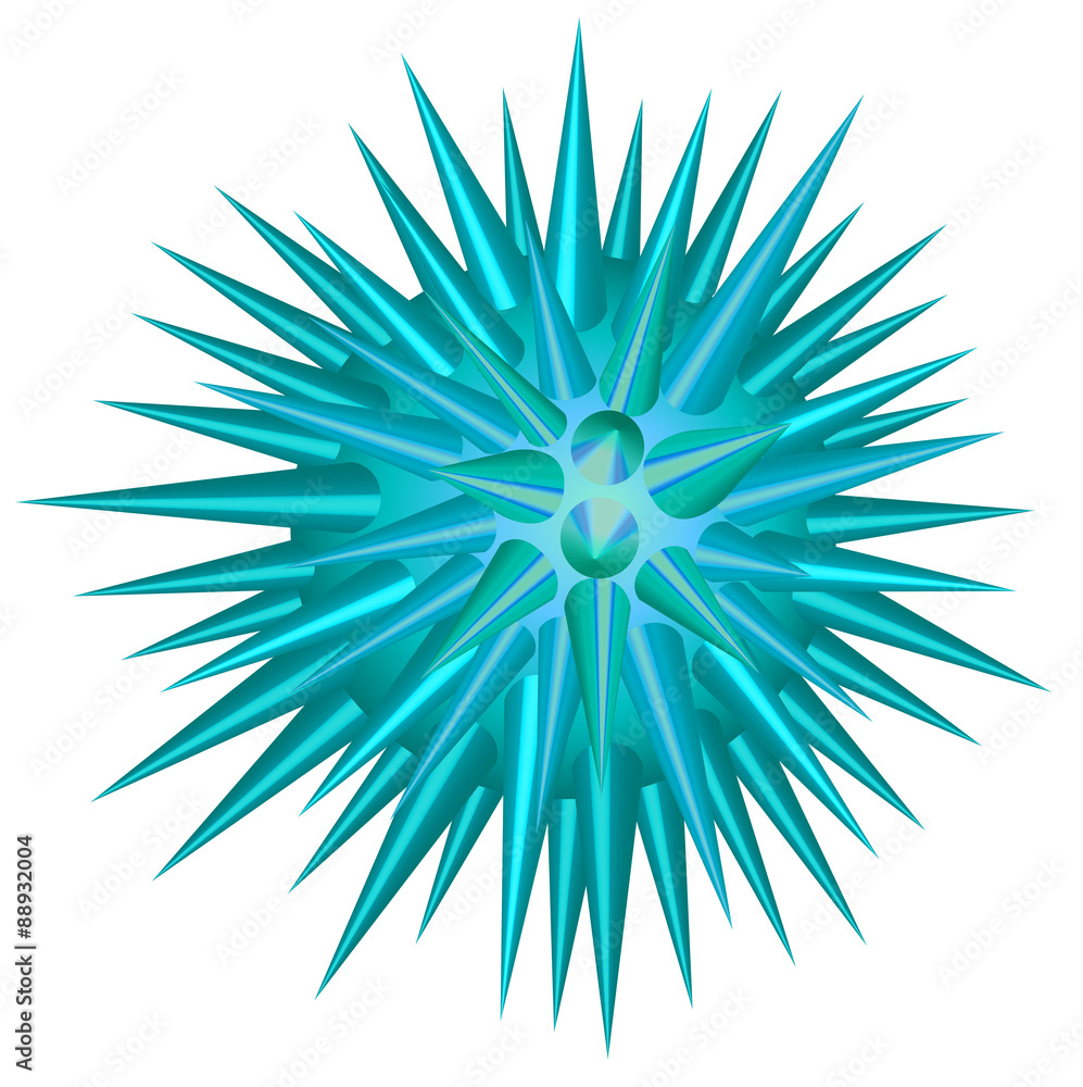Blue ball with sharp thorns Blue ball with sharp thorns