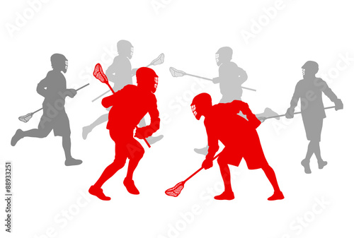 Lacrosse player in action winner concept vector background
