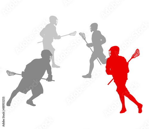 Lacrosse player in action winner concept vector background