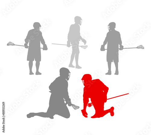 Lacrosse player in action winner concept vector background