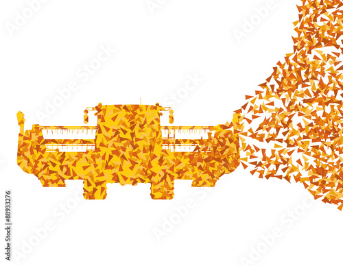 Harvester in work background illustration vector concept