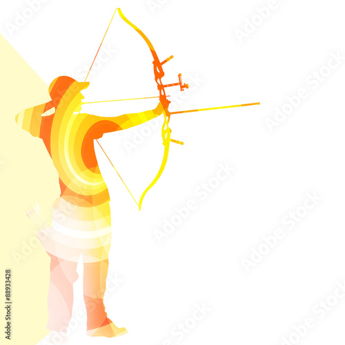 Archer training bow man silhouette illustration vector backgroun
