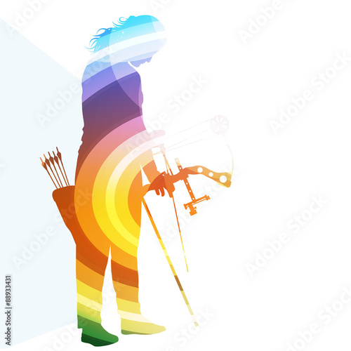 Archer training bow man silhouette illustration vector backgroun