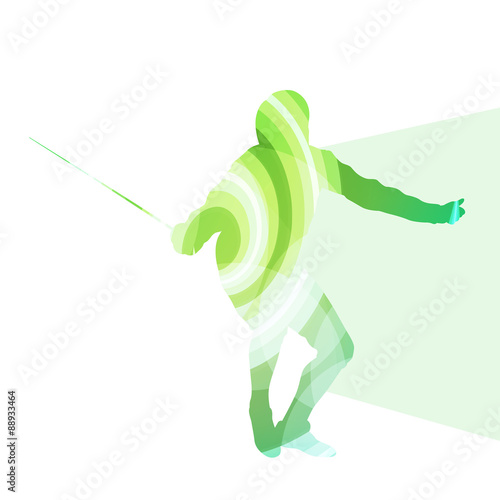 Fencing man silhouette vector background colorful concept