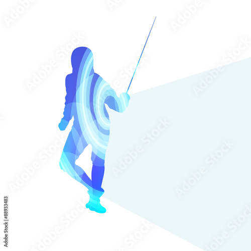 Fencing man silhouette vector background colorful concept