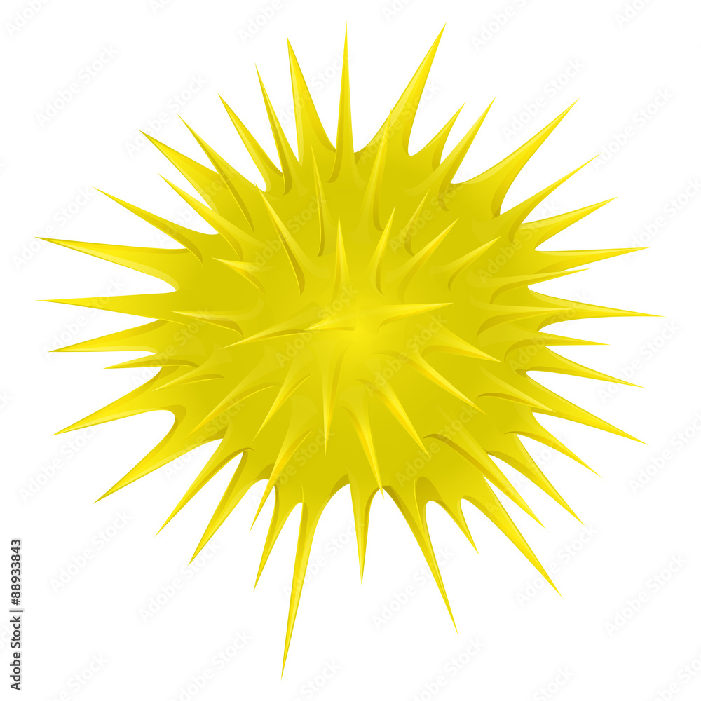 Yellow thorny ball on white