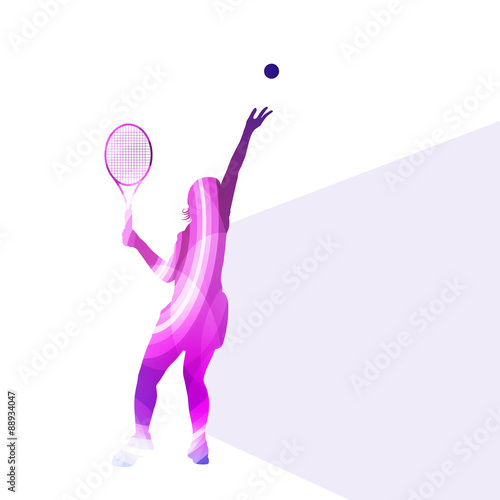 Woman tennis silhouette vector background colorful concept