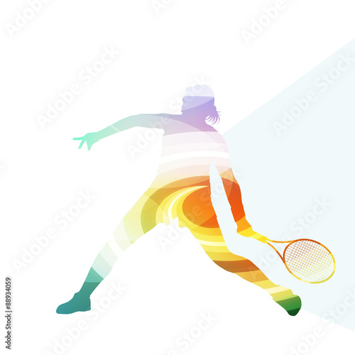 Woman tennis silhouette vector background colorful concept