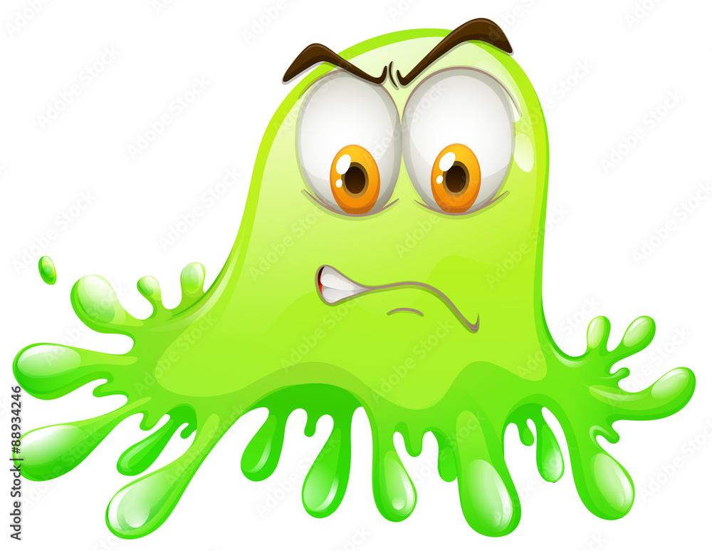 Green splash with angry face Green splash with angry face