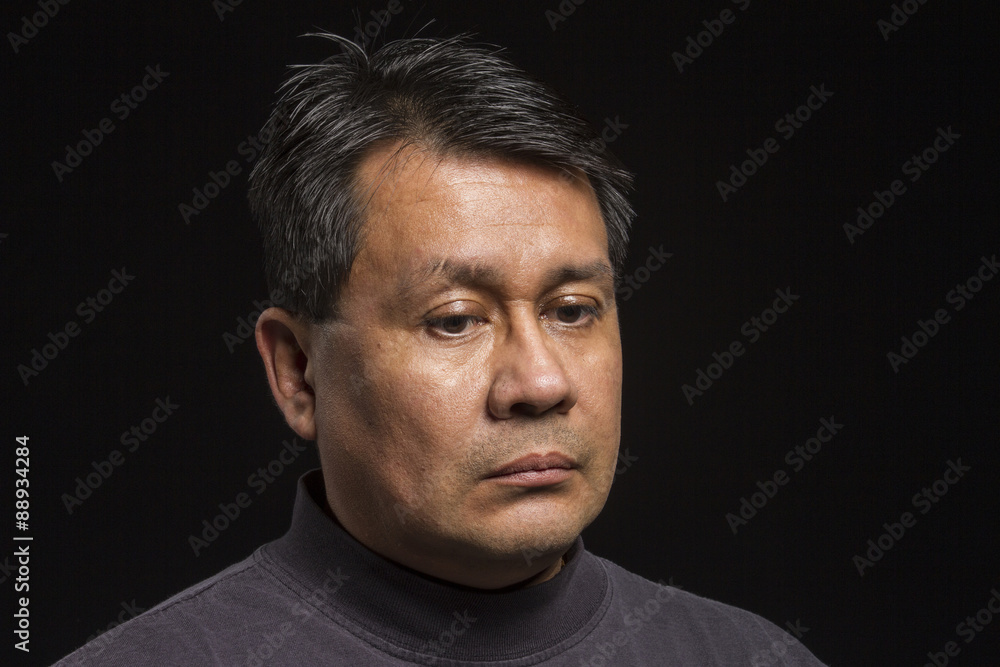 Studio portrait of an upset Hispanic male Studio portrait of an upset Hispanic male