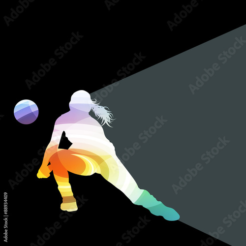 Woman female volleyball player silhouette vector background colo