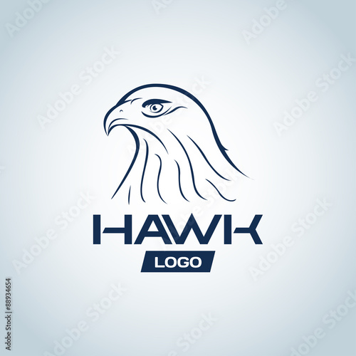 Hawk head logo template, hawk logotype for badge, t-shirt design. Vector illustration.