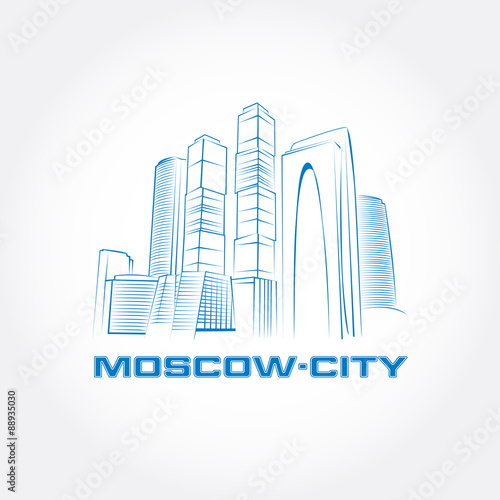 Canvas Print Moscow City. Moscow business buildings. Vector illustration.